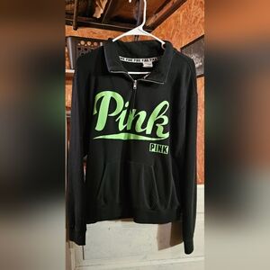 Black and Green Pink Quarter-Zip Sweatshirt